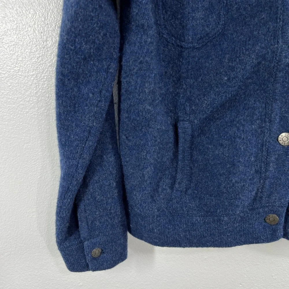 J.Crew Wool Bomber Style Jacket Women's Large Navy Button Front‎ Pocket Coat